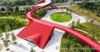 an elevated red path connects the 'forest and sports park' in shenzhen - Designboom