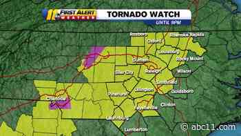 Tornado Watch issued for much of central North Carolina as storms inch closer
