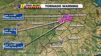 Tornado Watch remains in effect for much of central North Carolina as storms move through