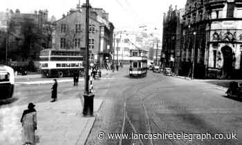 Trams and buses shared Blackburn Boulevard in the Forties