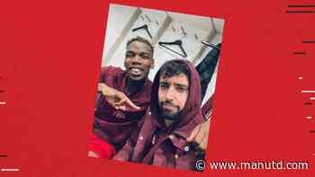 Bruno Fernandes congratulates Paul Pogba after AC Milan 0 Man Utd 1 - Manchester United