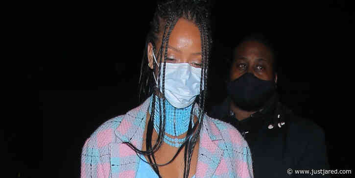 Rihanna Steps Out To Dinner In a Cool Blue Jumpsuit in LA