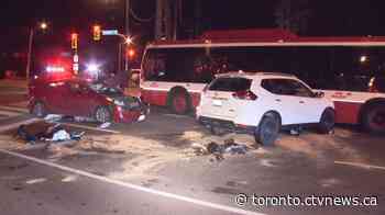 Two people injured after multi-vehicle collision involving TTC bus