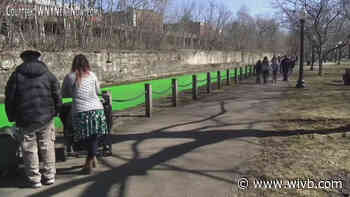 Jamestown's Chadakoin River dyed green in honor of St. Patrick's Day brings community together