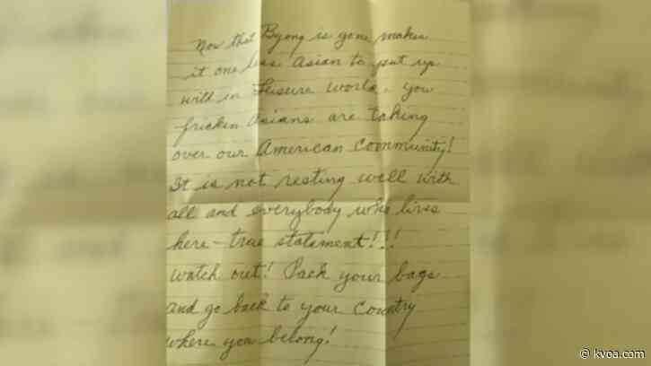 Asian-American gets hate letter on day of her late husband’s funeral
