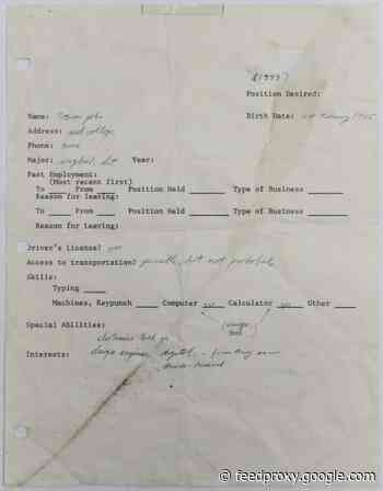 Steve Jobs’ job application sells at auction for $222,394