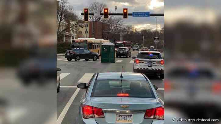 High Winds Carry Porta Potty Into Intersection At CMU