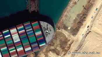 Giant container ship wedged in the Suez Canal moves, but tide drops again