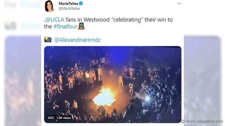 Couches burned, fireworks ignited as UCLA students celebrate Elite Eight win