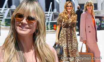 Sofia Vergara is wild in animal print as Heidi Klum opts for pink pinstripes for AGT taping - Daily Mail