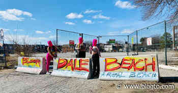 Here's why people were wearing hot pink balaclavas on Toronto's fake beach - blogTO