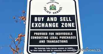 Buy and sell exchange zone set up at Saskatoon police headquarters - Global News