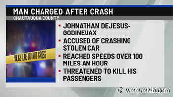 Chautauqua County man charged after crashing stolen car at 100 mph, threatening to kill passengers
