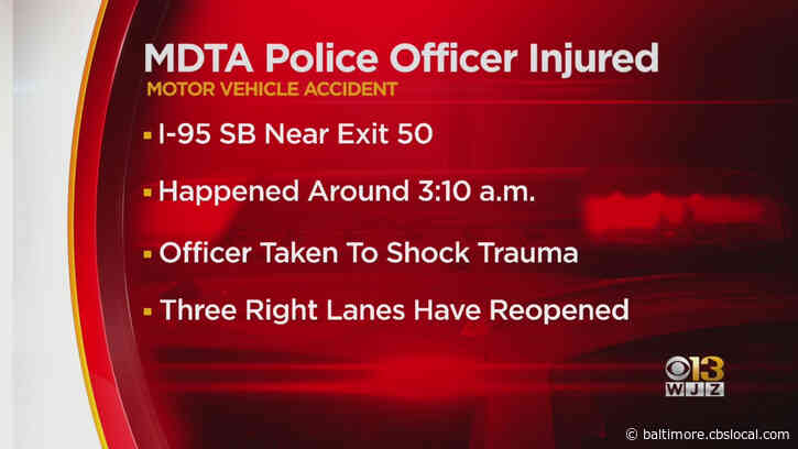MDTA Police Officer Injured In Motor Vehicle Accident On I-95