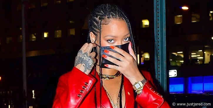 Rihanna Rocks Red, Leather Blazer for Dinner in New York City