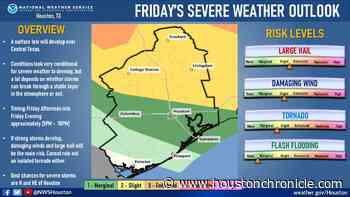 Strong storms with hail, damaging winds possible Friday in Houston area - Houston Chronicle
