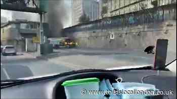 Smoke billowing from inside Blackwall Tunnel after care fire