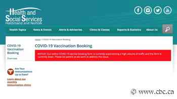 Haldimand-Norfolk online vaccine appointment booking is still down