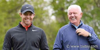 Fore! Rory McIlroy hits dad in the leg with a ball after errant shot at Masters