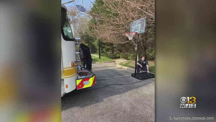 Anne Arundel County Police Officers Get Basketball Hoop For Kids In Glen Burnie