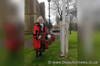 Mayor of Bolton lays a wreath for Prince Philip