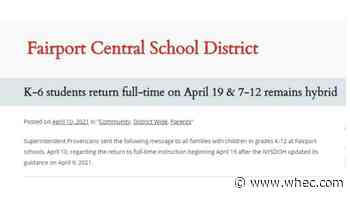 Fairport CSD: K-6 students return full in-person learning, grades 7-12 remain hybrid