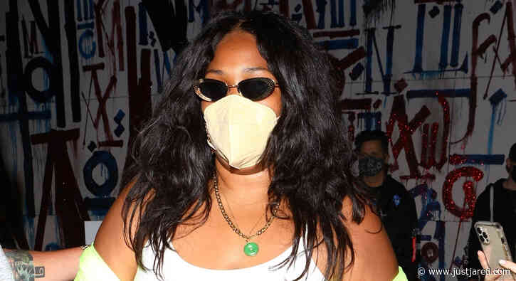 Lizzo Rocks Neon Yellow Outfit for Dinner in WeHo