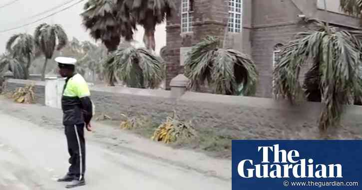 Streets coated with ash after Caribbean volcano eruption – video