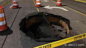 8-foot sinkhole opens up on five-lane road in Fayetteville