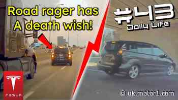 TeslaCam captures road rager cutting off, brake-checking a lorry