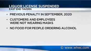 East End Tavern's liquor license suspended