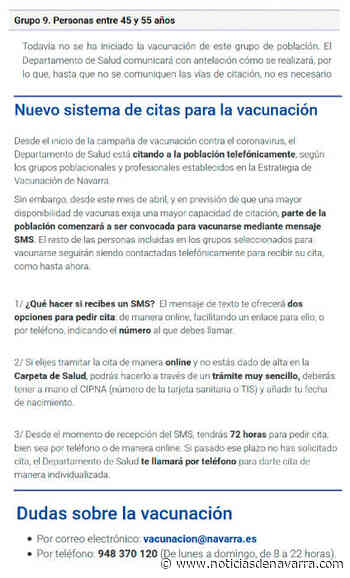 Calendario de vacunación contra el coronavirus en Navarra - Noticias de Navarra