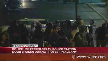 Albany Police use pepper-spray after police station door gets broken during protest