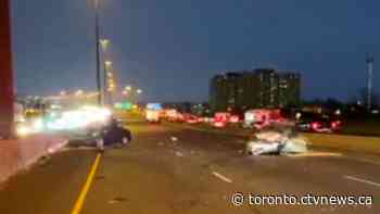 One person has died after a multi-vehicle crash on Hwy. 401 near Hwy. 400
