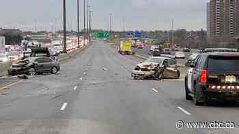 Woman dead after multi-vehicle crash on Highway 401 in North York