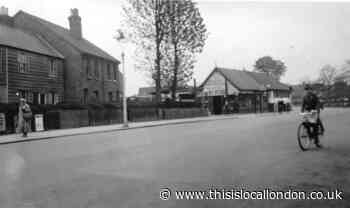 East London road and garage in Chingford pictured 80 years ago