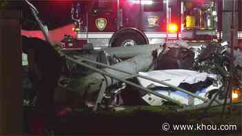 Car split in half during crash in SW Houston - KHOU.com