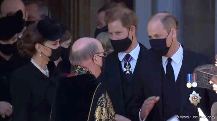 Prince Harry & Prince William Seen Chatting While Leaving Funeral Side-by-Side (Video)