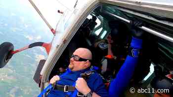 'Don't give up:' Retired Raleigh officer with multiple sclerosis skydives with a Golden Knight