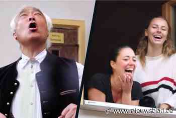Kandidaten 'De mol' gewekt door Japans-Duitse jodelaar, waarna leuke verrassing volgt - Het Nieuwsblad