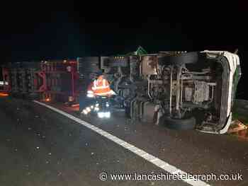 Wagon overturns on M6 closing motorway for several hours