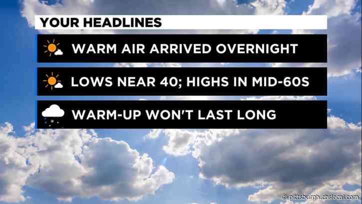 Pittsburgh Weather: Monday Warm-Up Ahead Of Dropping Temperatures