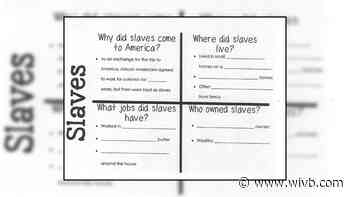 4th grade worksheet in Pittsford on colonial slavery false, 'highly insensitive in tone'