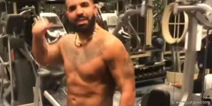 Drake Shows Off His Fit Physique Shirtless During a Workout at the Gym