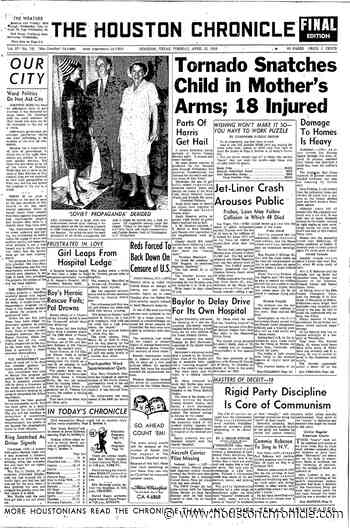 Today in Houston history, April 22, 1958: Hail, a drowning and more - Houston Chronicle