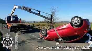 Rishton: Car overturns on Old Blackburn Road