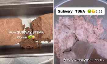 Subway employee shows what the fast food chain's meat looks like before it's prepared - Daily Mail