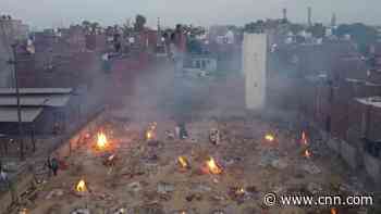 Drone images of mass cremations as India battles Covid-19