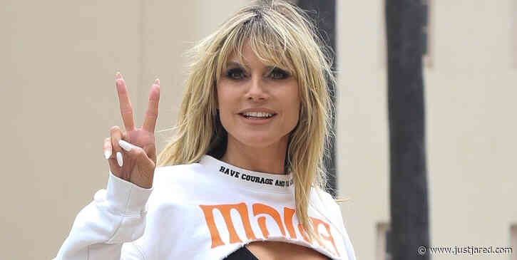 Heidi Klum Looks Sexy in Bra & Leather Pants During Another Day of Filming 'America's Got Talent'
