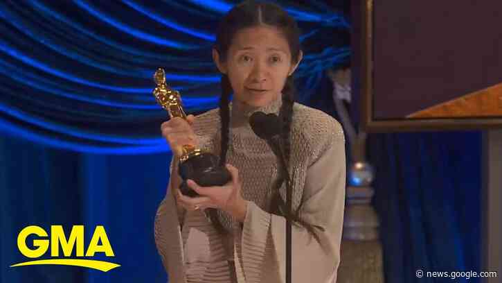 Chloé Zhao accepts Best Director Academy Award for 'Nomadland' | GMA - Good Morning America